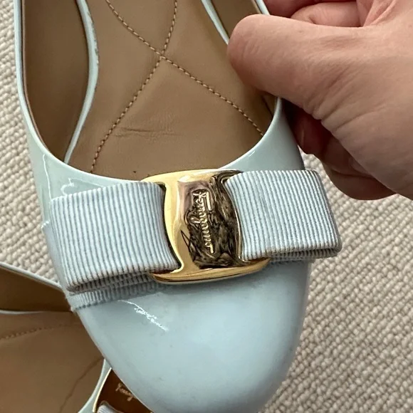 Salvatore Ferragamo Pale Blue Flats with Bow, sz US7 - Picture 5 of 5